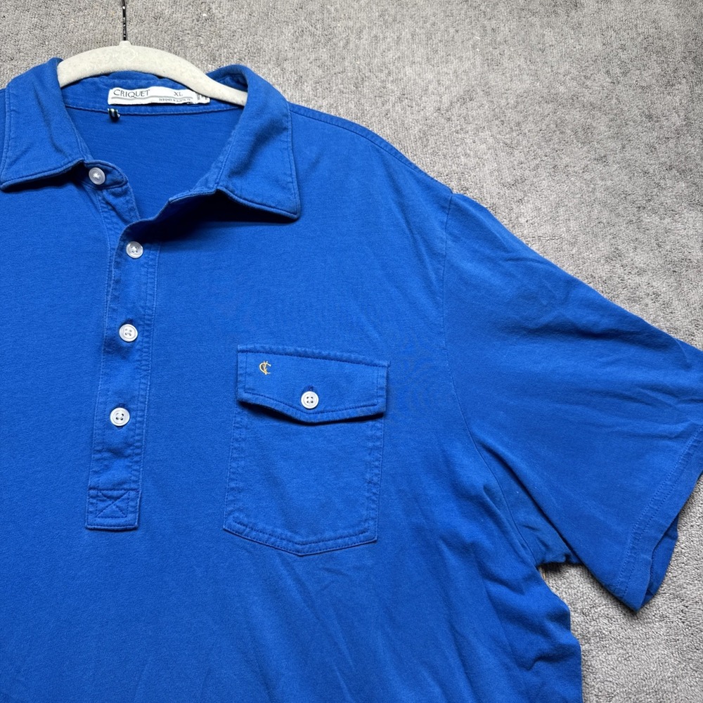 Criquet Men's Blue Player's Polo Shirt XL Organic Cotton Classic Golf Preppy